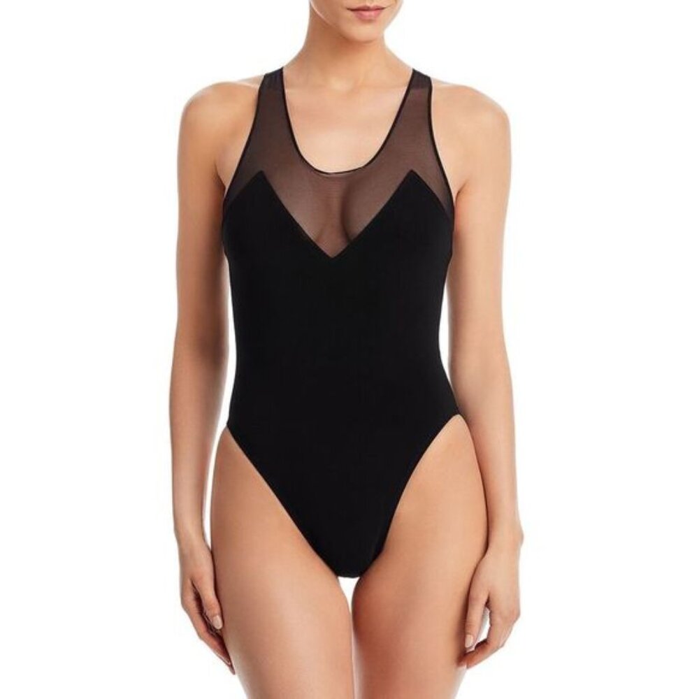 Norma Kamali Race Deep Combo Mio One Piece Swimsuit X-Small Black - NWT $248